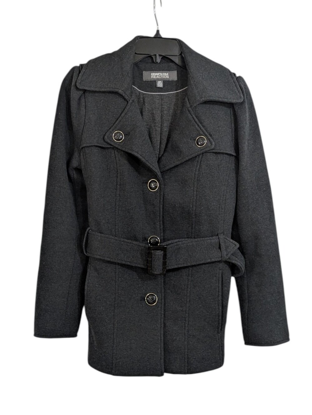 Kenneth Cole Reaction Grey Pea Coat - Size Medium Womens